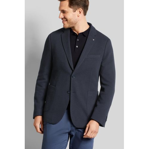 Sakko BUGATTI, Herren, Gr. 50, blau (marine), 54% Polyester, 45% Baumwolle, 1% Elasthan, unifarben, casual, normal, Langarm Manschette, Sakkos, mit leichter Struktur