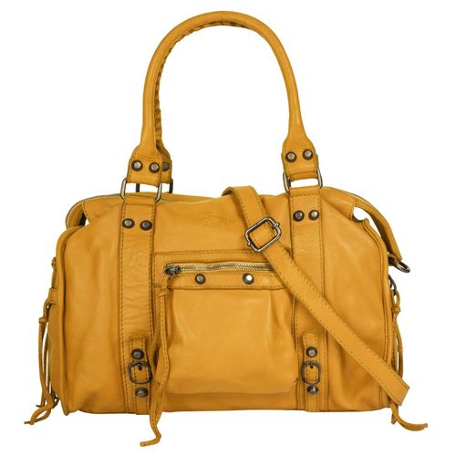 Shopper SAMANTHA LOOK, Damen, Gr. B/H/T: 34cm x 27cm x 12cm onesize, gelb, Leder, vintage, Taschen, echt Leder, Made in Italy