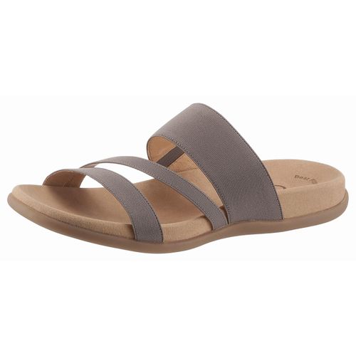 Pantolette GABOR, Damen, Gr. 41 (7/7,5), grau (taupe), Textil, unifarben, klassisch, Schuhe, Keilabsatz, Sommerschuh, Schlappen mit atmungsaktivem Lederfutter