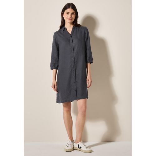 Blusenkleid CECIL, Damen, Gr. S (38), US-Größen, volcanic grau, Stoff, 100% Leinen, unifarben, casual, comfort fit knielang, V-Ausschnitt, 3/4-Ärmel Bündchen, Kleider, knielang