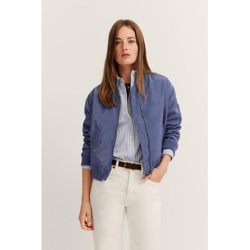 Blouson BUGATTI, Damen, Gr. 48, 340, blaugrau, 100% Polyester, unifarben, casual, normal, Langarm Bündchen, Jacken, mit kleinem Kragen