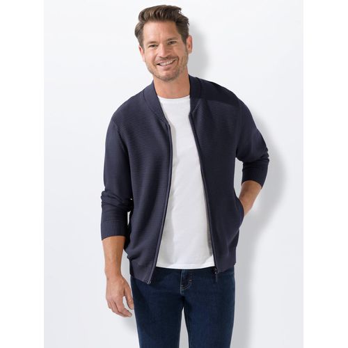 Strickjacke MARCO DONATI, Herren, Gr. 48, blau (marine), 100% Baumwolle, meliert, Langarm, Strickjacken