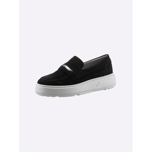 Slipper HEINE, Damen, Gr. 42, schwarz, Leder, Veloursleder, modisch, Schuhe