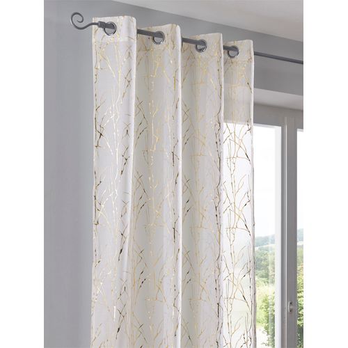 Gardine HEINE HOME Gr. 1, gold (goldfarben), B:140cm H:145cm, Polyester, Gardinen