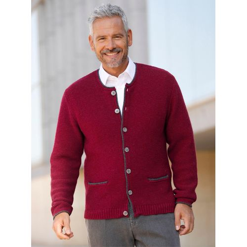 Strickjacke MARCO DONATI, Herren, Gr. 48, rot (dunkelrot, meliert), 100% Wolle, unifarben, meliert, Langarm, Strickjacken
