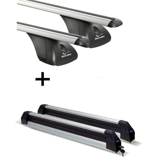 Dachträger VDP + Skiträger / Snowboardträger / Skihalter Silver Ice ausziehbar kompatibel mit für Opel Vectra C 4 Türer 2002-2008
