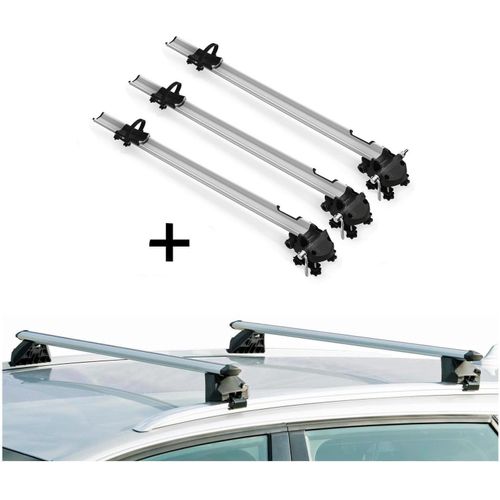 3x Fahrradträger Bike Pro + Relingträger CRV107A kompatibel mit für BMW X1 (E84) 5 Türer 2009-2015