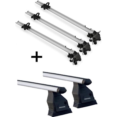 3x Fahrradträger Bike Pro + Dachträger Menabo Tema kompatibel mit für Peugeot 607 (4 Türer) 2000-2010