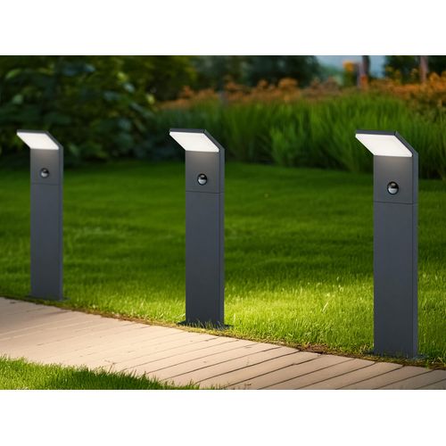 LED Pollerleuchten mit Bewegungsmelder Anthrazit 50cm 3 Stk Wegeleuchte-n Garten