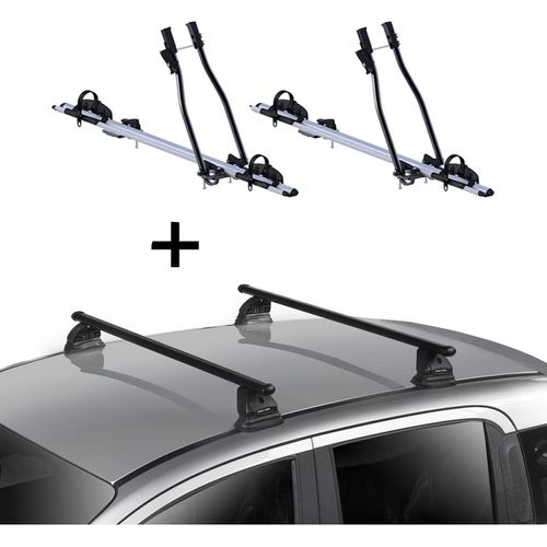 2x Fahrradträger SAGITTAR + Dachträger VDP EVO Stahl kompatibel mit Mazda 2 (DE) 3-5 Türer 2007-2015
