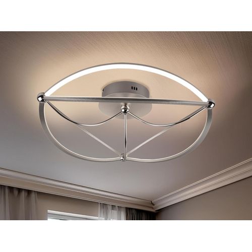 Große LED Deckenleuchte CHARIVARI Silber matt, Ø 62cm