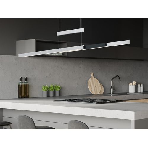 LED Pendelleuchte TRAJAN Schwarz-Silber höhenverstellbar mit TOUCH Dimmer