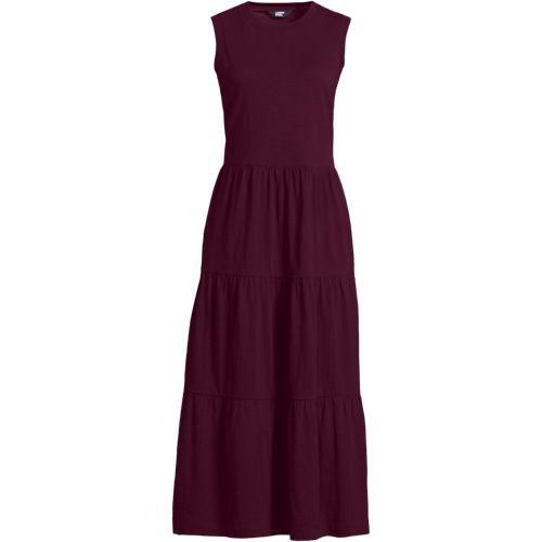 Maxi-Baumwollkleid aus Flammgarn, Damen,  Rot, Baumwolle, by Lands' End