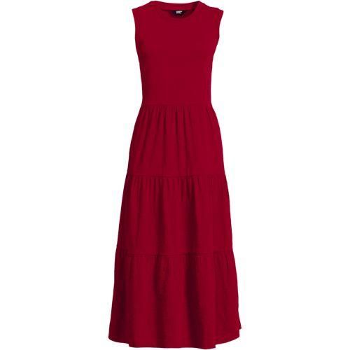Maxi-Baumwollkleid aus Flammgarn, Damen,  Rot, Baumwolle, by Lands' End