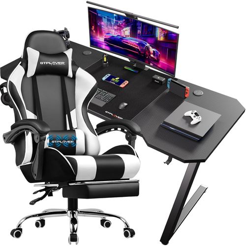 GTPALYER Gamingtisch Gaming Tisch + Gaming Stuhl- Set, Computertisch Stuhl Set für Gaming nur Gaming Tisch und Gaming Stuhl