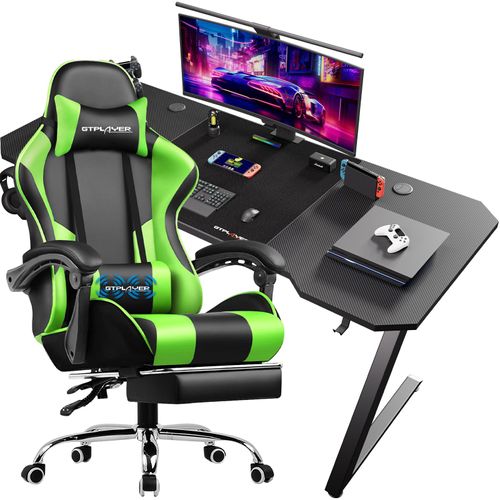 GTPALYER Gamingtisch Gaming Tisch + Gaming Stuhl- Set, Computertisch Stuhl Set für Gaming nur Gaming Tisch und Gaming Stuhl