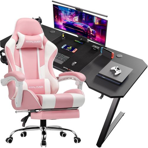 GTPALYER Gamingtisch Gaming Tisch + Gaming Stuhl- Set, Computertisch Stuhl Set für Gaming nur Gaming Tisch und Gaming Stuhl