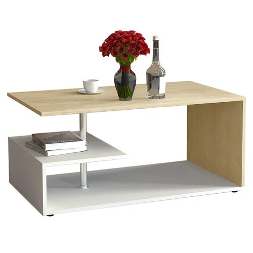 Couchtisch VCM "VCM Holz Couchtisch Sofatisch Wohnzimmertisch Beistelltisch Kaffeetisch Maliso M" Gr. 91, beige (weiß, honig, eiche), B:91cm H:42cm T:53cm, Tische, Eckige Couchtische Couchtisch