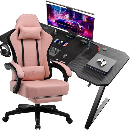 GTPALYER Gamingtisch Gaming Tisch + Gaming Stuhl- Set, Computertisch Stuhl Set für Gaming nur Gaming Tisch und Gaming Stuhl