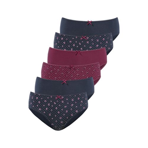 Jazz-Pants Slips PETITE FLEUR, Damen, Gr. 32/34, navy, berry, Single Jersey, Obermaterial: 95% Baumwolle, 5% Elasthan, gemustert, unifarben, Unterhosen, aus elastischer Baumwolle