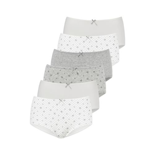 Hipster PETITE FLEUR, Damen, Gr. 48/50, grau (grau, creme), Single Jersey, Obermaterial: 95% Baumwolle, 5% Elasthan, gemustert, unifarben, Unterhosen, aus elastischer Baumwolle