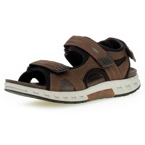 Trekkingsandale GABOR ROLLINGSOFT, Herren, Gr. 43, braun, Nubukleder, Textil, sportlich, Schuhe, Sommerschuh, Klettschuh, Freizeitsandale in Komfortweite G (weit)