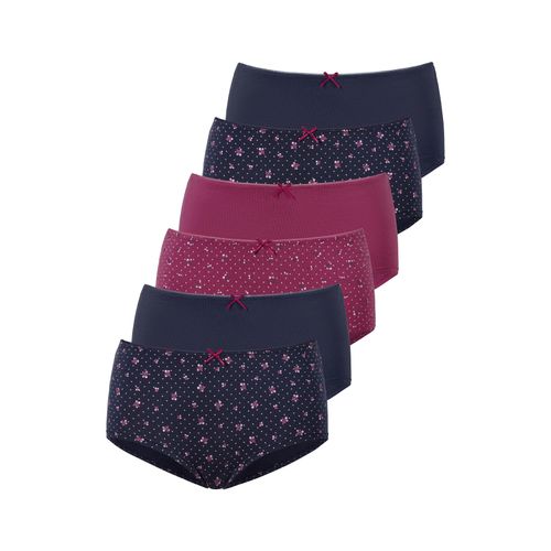 Hipster PETITE FLEUR, Damen, Gr. 32/34, navy, berry, Single Jersey, Obermaterial: 95% Baumwolle, 5% Elasthan, gemustert, unifarben, Unterhosen, aus elastischer Baumwolle