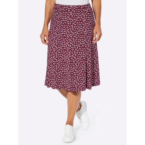 Jerseyrock CLASSIC, Damen, Gr. 42, weiß (bordeaux, weiß, bedruckt), 95% Polyester, 5% Elasthan, gemustert, mehrfarbig, geblümt, bedruckt, knielang, Röcke