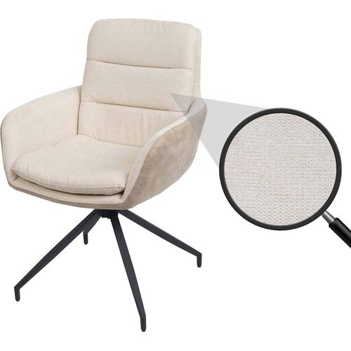 Esszimmerstuhl HWC-K32, Küchenstuhl Lehnstuhl Stuhl, drehbar Auto-Position, Stoff MVG creme-beige