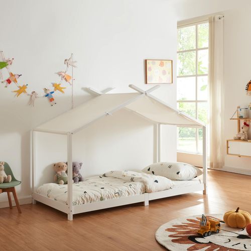 Kinderbett 'Brome' Hausbett 90 x 200 cm Weiß
