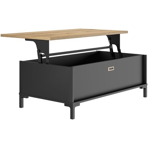 Couchtisch GAMI, eiche helvezia nachbildung, anthrazit schwarz, eiche helvezia nachbildung, B:107cm H:42cm T:60cm, Tische