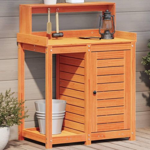 Pflanztisch Mit Ablagen 82,5X50X109,5 Cm Massivholz Douglasie | Farbe: Braun