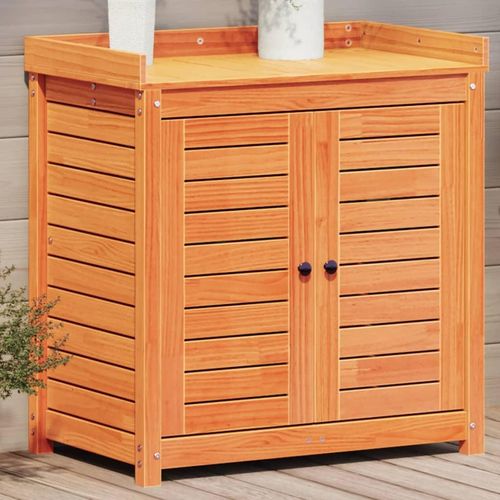 Pflanztisch Mit Ablagen 82,5X50X86,5 Cm Massivholz Kiefer | Farbe: Braun