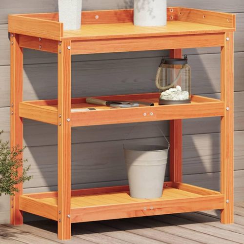 Pflanztisch Mit Ablagen Massivholz Kiefer | Farbe: Braun | Größe: 82,5 x 45 x 86,5