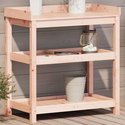 Pflanztisch Mit Ablagen Massivholz Kiefer | Farbe: Natürliches Douglasie | Größe: 82,5 x 45 x 86,5
