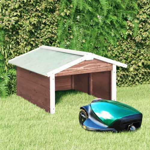 Roboter-Rasenmäher Garage 72X87X50 Cm Massivholz Tanne | Farbe: Braun und Weiß