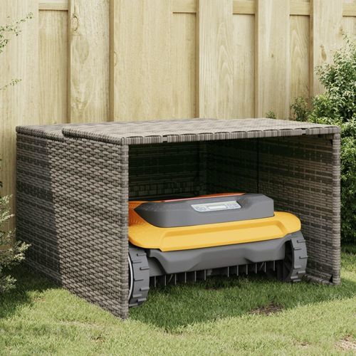 Mähroboter-Garage 86X90X52/57 Cm Poly Rattan | Farbe: Grau