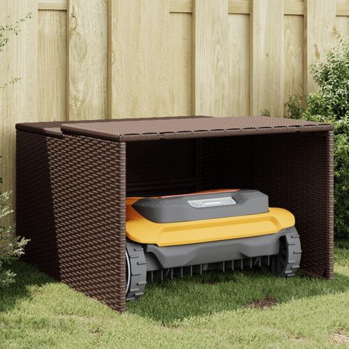 Mähroboter-Garage 86X90X52/57 Cm Poly Rattan | Farbe: Braun