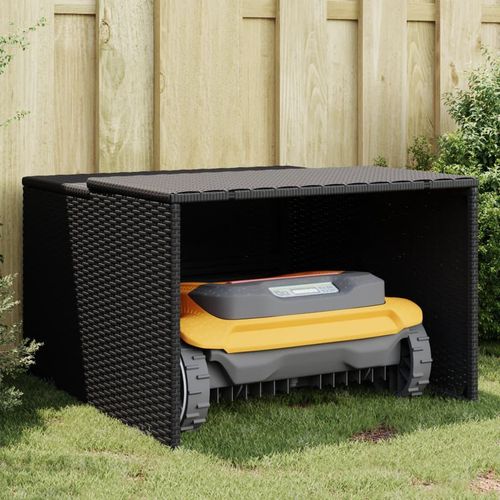 Mähroboter-Garage 86X90X52/57 Cm Poly Rattan | Farbe: Schwarz
