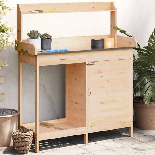 Pflanztisch Mit Schrank Braun 110,5X45X124,5Cm Massivholz Tanne | Farbe: Hellbraun