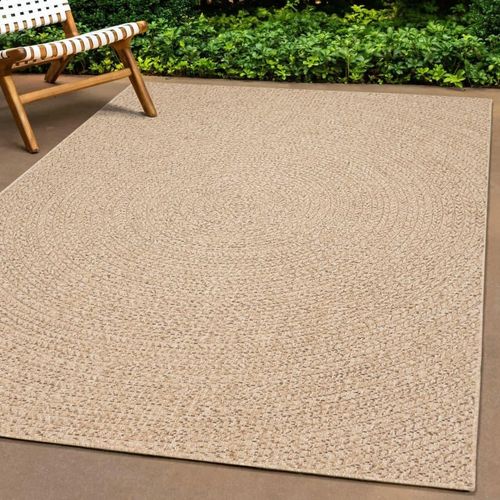 Teppich Zizur Jute-Optik Indoor Und Outdoor Braun | Größe: 60 x 110 cm | Muster: Rund