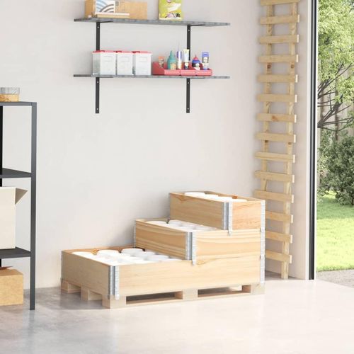 Paletten-Aufsatzrahmen 3-Fach 120X80 Cm Massivholz Kiefer | Farbe: Natur | Größe: 120 x 80 cm (80 x 30 cm)