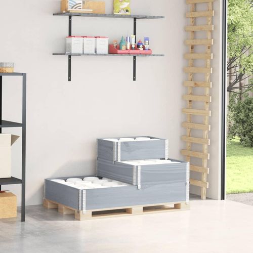 Paletten-Aufsatzrahmen 3-Fach 120X80 Cm Massivholz Kiefer | Farbe: Grau | Größe: 120 x 80 cm (60 x 40 cm)