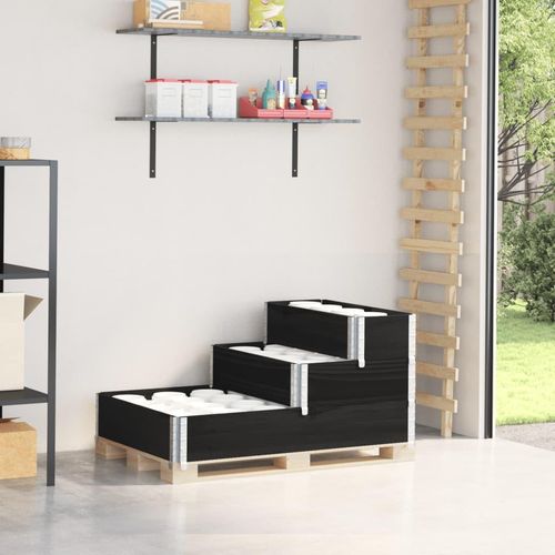 Paletten-Aufsatzrahmen 3-Fach 120X80 Cm Massivholz Kiefer | Farbe: Schwarz | Größe: 120 x 80 cm (80 x 30 cm)