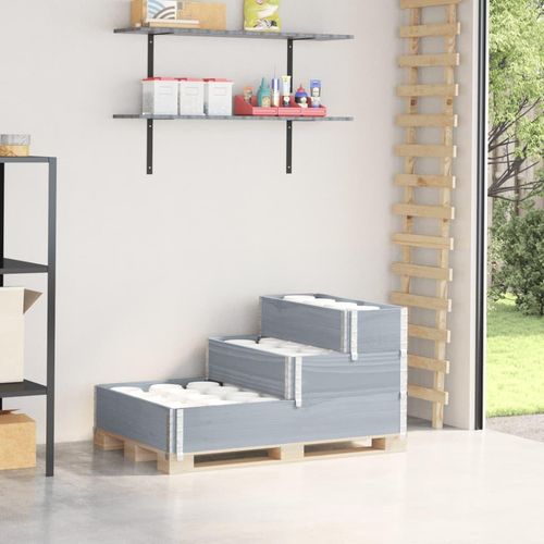 Paletten-Aufsatzrahmen 3-Fach 120X80 Cm Massivholz Kiefer | Farbe: Grau | Größe: 120 x 80 cm (80 x 30 cm)