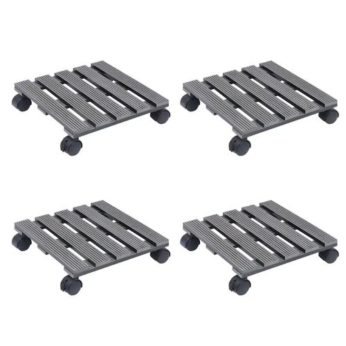 Pflanzenroller 2 Stk. Ø30X7,5 Cm Wpc | Anzahl im Paket: 4 | Farbe: Grau | Form: Quadratisch