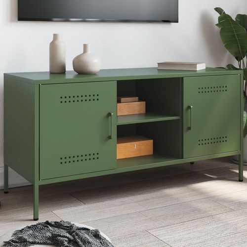 Tv-Schrank 100,5X39X50,5 Cm Stahl | Farbe: Grün