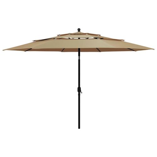 Sonnenschirm Mit Aluminium-Mast 3-Lagig | Farbe: Taupe | Größe: 3.5 m