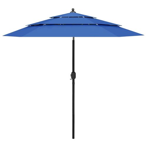 Sonnenschirm Mit Aluminium-Mast 3-Lagig | Farbe: Azurblau | Größe: 2.5 m