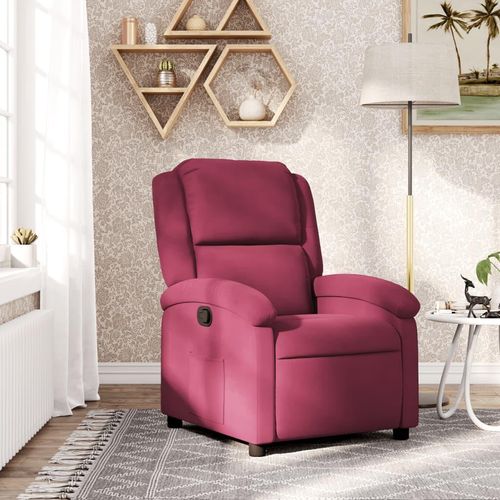 Relaxsessel Elektrisch Samt Weinrot | Mit Massage: Nein | Modell: Manuelles Neigesystem